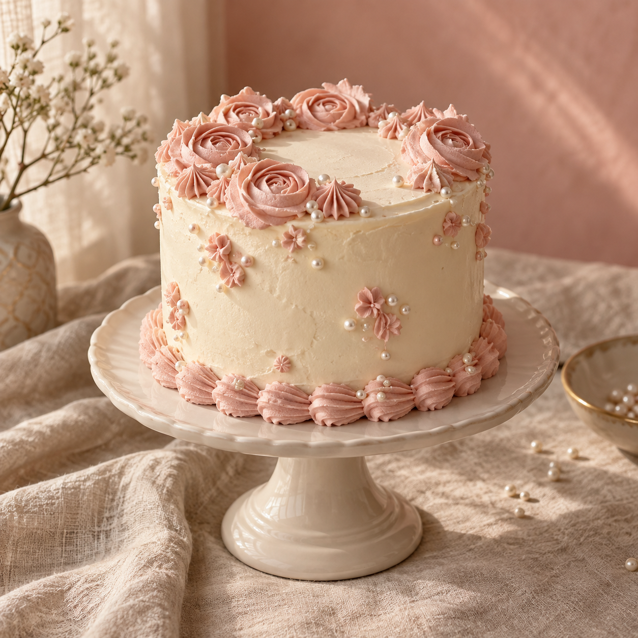 Démo · Gâteau Rose & Perles · 12 parts